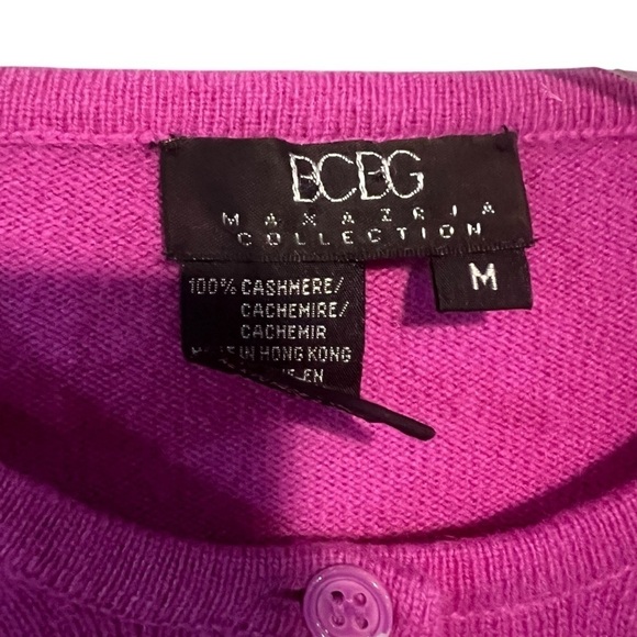BCBG Max Azria Cashmere Button Down Cardigan Sweater Medium Pink Y2K - Picture 5 of 5
